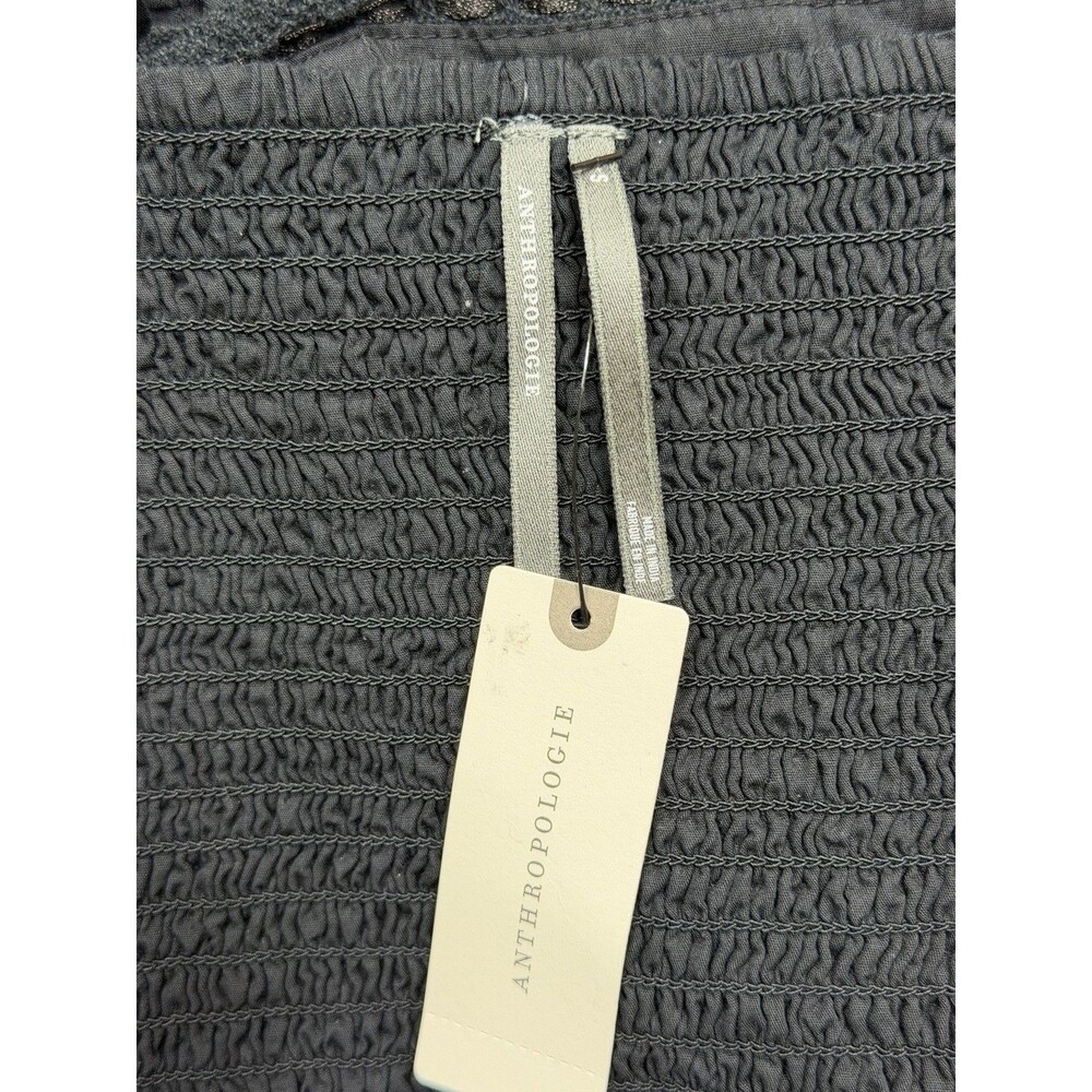 Anthropologie Mini Dress Black Ruffle Strap Embroidered Preppy Vacay Small NWT - Picture 11 of 11